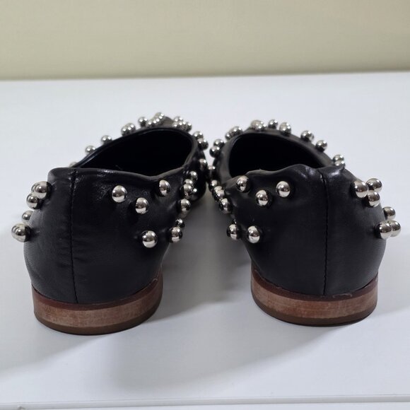 MA&LO Leather Studded Beaded Ballet 38 US 8 Black Flats Pointed Toe Embellished - Picture 8 of 16